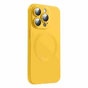 For iPhone 15 Pro Max CD Texture MagSafe Liquid Silicone Phone Case(Lemon Yellow)