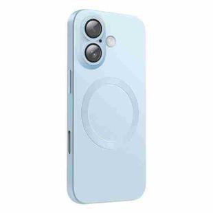 For iPhone 16 CD Texture MagSafe Liquid Silicone Phone Case(Light Grey Blue)