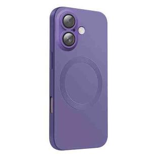 For iPhone 16 CD Texture MagSafe Liquid Silicone Phone Case(Dark Purple)