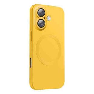 For iPhone 16 CD Texture MagSafe Liquid Silicone Phone Case(Lemon Yellow)