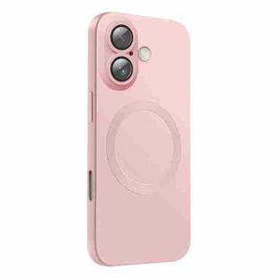 For iPhone 16 Plus CD Texture MagSafe Liquid Silicone Phone Case(Light Pink)