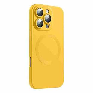 For iPhone 16 Pro CD Texture MagSafe Liquid Silicone Phone Case(Lemon Yellow)