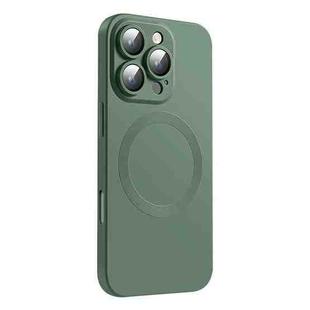 For iPhone 16 Pro Max CD Texture MagSafe Liquid Silicone Phone Case(Dark Green)