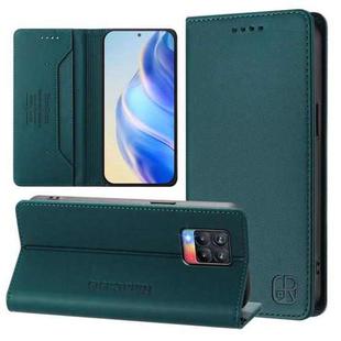 For Realme 8 4G / 8 Pro 4G RC01 Dual-Folded Magnetic Suction RFID Leather Phone Case(Dark Green)