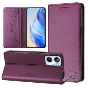 For Realme 10 4G Global RC01 Dual-Folded Magnetic Suction RFID Leather Phone Case(Violet)