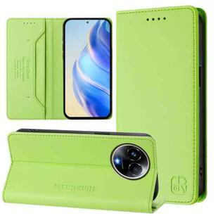 For Realme 11 5G Global / 11X 5G RC01 Dual-Folded Magnetic Suction RFID Leather Phone Case(Grass Green)