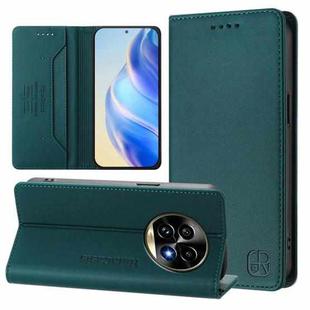 For Realme 13 Pro / 13 Pro+ 5G RC01 Dual-Folded Magnetic Suction RFID Leather Phone Case(Dark Green)