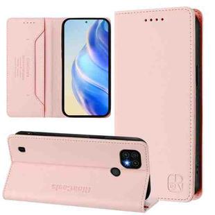 For Realme C20 / C11 2021 / C21 RC01 Dual-Folded Magnetic Suction RFID Leather Phone Case(Pink)