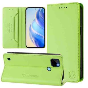 For Realme C21Y RC01 Dual-Folded Magnetic Suction RFID Leather Phone Case(Grass Green)