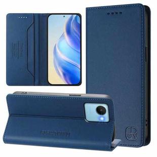 For Realme C30 4G / Narzo 50i Prime / C30s RC01 Dual-Folded Magnetic Suction RFID Leather Phone Case(Dark Blue)