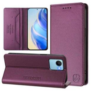 For Realme C30 4G / Narzo 50i Prime / C30s RC01 Dual-Folded Magnetic Suction RFID Leather Phone Case(Violet)