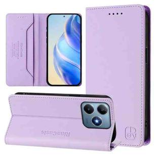 For Realme C63 / C61 4G Global RC01 Dual-Folded Magnetic Suction RFID Leather Phone Case(Light Purple)