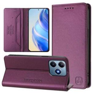 For Realme C63 / C61 4G Global RC01 Dual-Folded Magnetic Suction RFID Leather Phone Case(Violet)