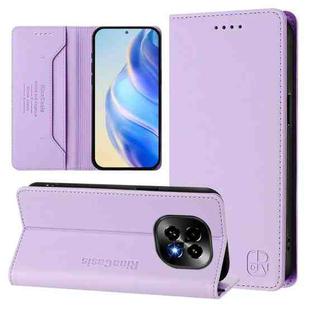 For Realme C63 5G Global RC01 Dual-Folded Magnetic Suction RFID Leather Phone Case(Light Purple)