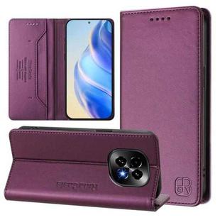 For Realme C63 5G Global RC01 Dual-Folded Magnetic Suction RFID Leather Phone Case(Violet)