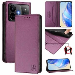 For Realme GT3 5G / GT Neo 5 240W RC01 Dual-Folded Magnetic Suction RFID Leather Phone Case(Violet)