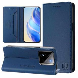 For Realme GT 7 Pro 5G RC01 Dual-Folded Magnetic Suction RFID Leather Phone Case(Dark Blue)