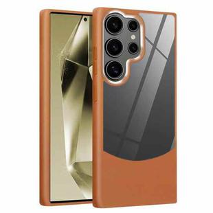 For Samsung Galaxy S25 Ultra 5G Litchi Texture TPU Hybrid Acrylic Phone Case(Brown)