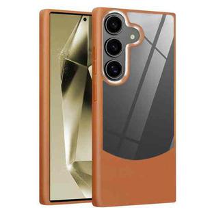 For Samsung Galaxy S23 FE 5G Litchi Texture TPU Hybrid Acrylic Phone Case(Brown)