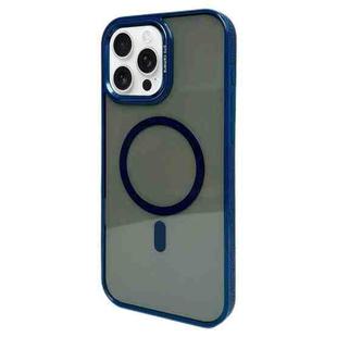 For iPhone 16 Pro Max Metal Lens Frame MagSafe Phone Case(Navy Blue)