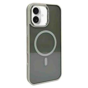 For iPhone 16 Plus Metal Lens Frame MagSafe Phone Case(Grey)