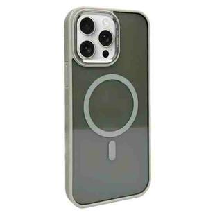 For iPhone 15 Pro Max Metal Lens Frame MagSafe Phone Case(Grey)