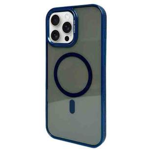 For iPhone 15 Pro Metal Lens Frame MagSafe Phone Case(Navy Blue)