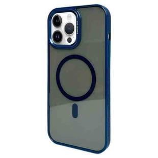 For iPhone 13 Pro Max Metal Lens Frame MagSafe Phone Case(Navy Blue)