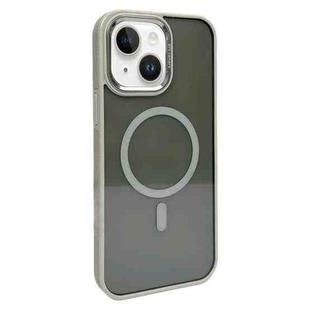 For iPhone 14 Metal Lens Frame MagSafe Phone Case(Grey)