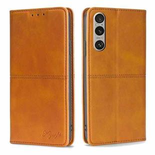 For Sony Xperia 1 VI Cow Texture Magnetic Leather Phone Case(Light Brown)