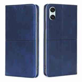 For Sony Xperia 10 VI Cow Texture Magnetic Leather Phone Case(Blue)