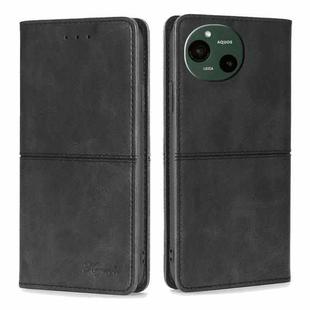 For Sharp Aquos R9 Cow Texture Magnetic Leather Phone Case(Black)