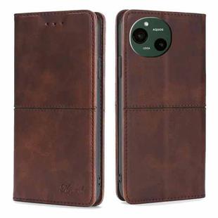 For Sharp Aquos R9 Cow Texture Magnetic Leather Phone Case(Dark Brown)