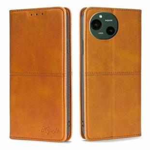 For Sharp Aquos R9 Cow Texture Magnetic Leather Phone Case(Light Brown)