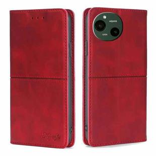 For Sharp Aquos R9 Cow Texture Magnetic Leather Phone Case(Red)