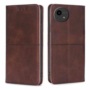 For Sharp Aquos Wish4 Cow Texture Magnetic Leather Phone Case(Dark Brown)