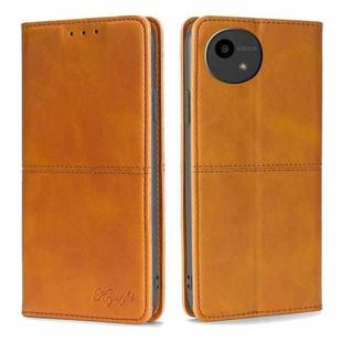 For Sharp Aquos Wish4 Cow Texture Magnetic Leather Phone Case(Light Brown)