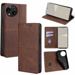 For Sharp Aquos R10 Cow Texture Magnetic Leather Phone Case(Dark Brown)