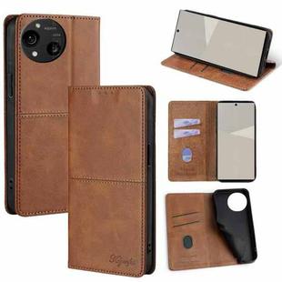 For Sharp Aquos R10 Cow Texture Magnetic Leather Phone Case(Light Brown)