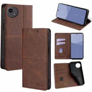 For Sharp Aqous wish5 Cow Texture Magnetic Leather Phone Case(Dark Brown)