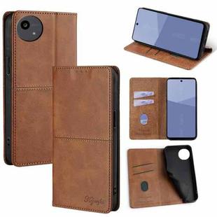 For Sharp Aqous wish5 Cow Texture Magnetic Leather Phone Case(Light Brown)