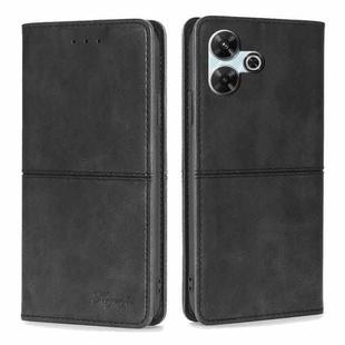 For Redmi 13 4G Cow Texture Magnetic Leather Phone Case(Black)