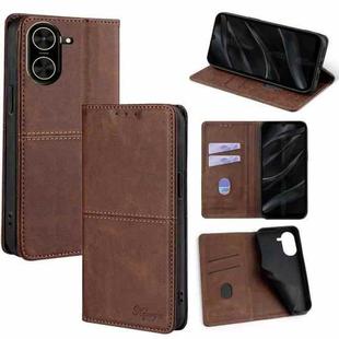 For Redmi A5 4G 171.7mm Cow Texture Magnetic Leather Phone Case(Dark Brown)