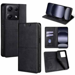 For Redmi Note 14S 4G Cow Texture Magnetic Leather Phone Case(Black)