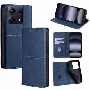 For Redmi Note 14S 4G Cow Texture Magnetic Leather Phone Case(Blue)