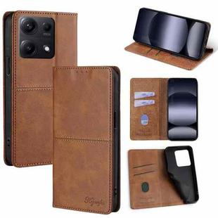 For Redmi Note 14S 4G Cow Texture Magnetic Leather Phone Case(Light Brown)