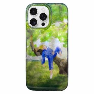 For iPhone 16 Pro Max Double Layer IMD Pattern TPU Phone Case(Abstract Painting Lying on Tree)