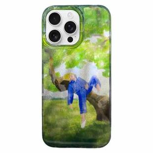 For iPhone 16 Pro Double Layer IMD Pattern TPU Phone Case(Abstract Painting Lying on Tree)