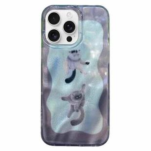 For iPhone 16 Pro Double Layer IMD Pattern TPU Phone Case(Contrasting Color Cats and Dogs Green)