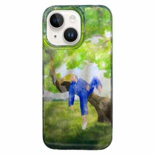 For iPhone 15 Double Layer IMD Pattern TPU Phone Case(Abstract Painting Lying on Tree)